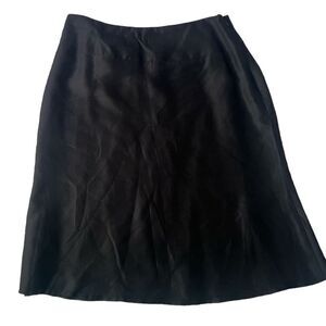 Amanda Smith 100% Silk A Line Black Classic Timeless Skirt sz 8